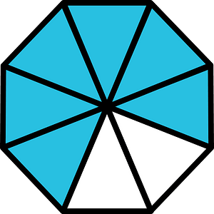 Cerulean-Blue Regular Octagon Fraction 6:8