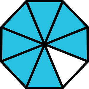 Cerulean-Blue Regular Octagon Fraction 7:8