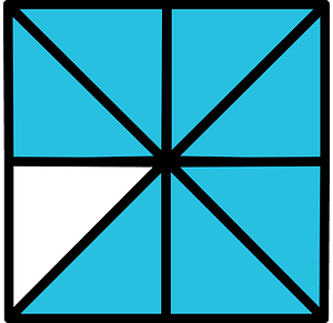 Cerulean-Blue Square Fraction 7:8