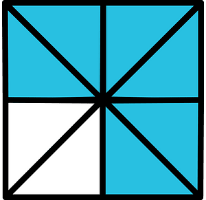 Cerulean-Blue Square Fraction 6:8