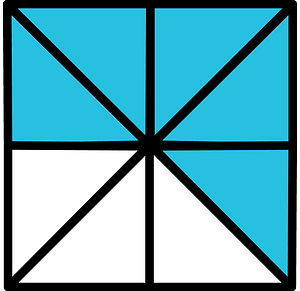 Cerulean-Blue Square Fraction 5:8