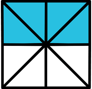 Cerulean-Blue Square Fraction 4:8