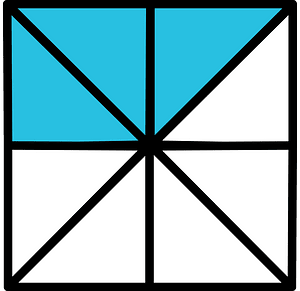 Cerulean-Blue Square Fraction 3:8