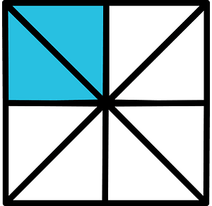 Cerulean-Blue Square Fraction 2:8