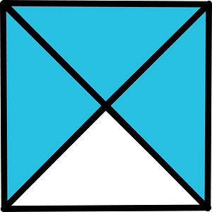 Cerulean-Blue Square Fraction 3:4