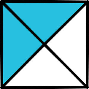 Cerulean-Blue Square Fraction 2:4