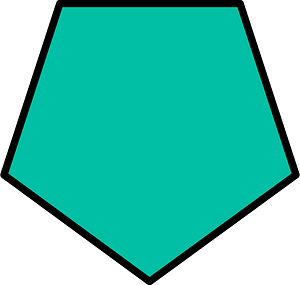 Teal-Green Pentagon Fraction 1:1