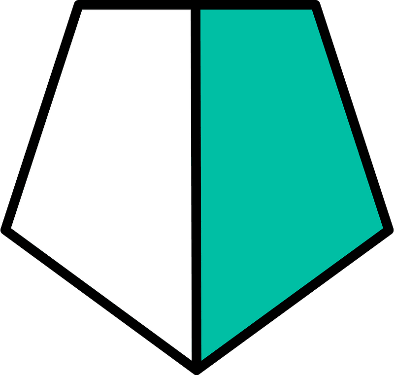 Teal-Green Pentagon Fraction 1:2