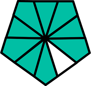 Teal-Green Pentagon Fraction 9:10