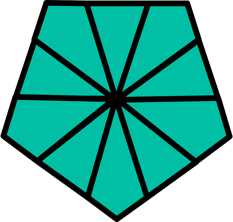 Teal-Green Pentagon Fraction 10:10
