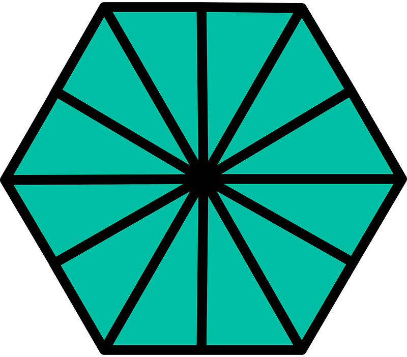 Teal-Green Hexagon Fraction 12:12