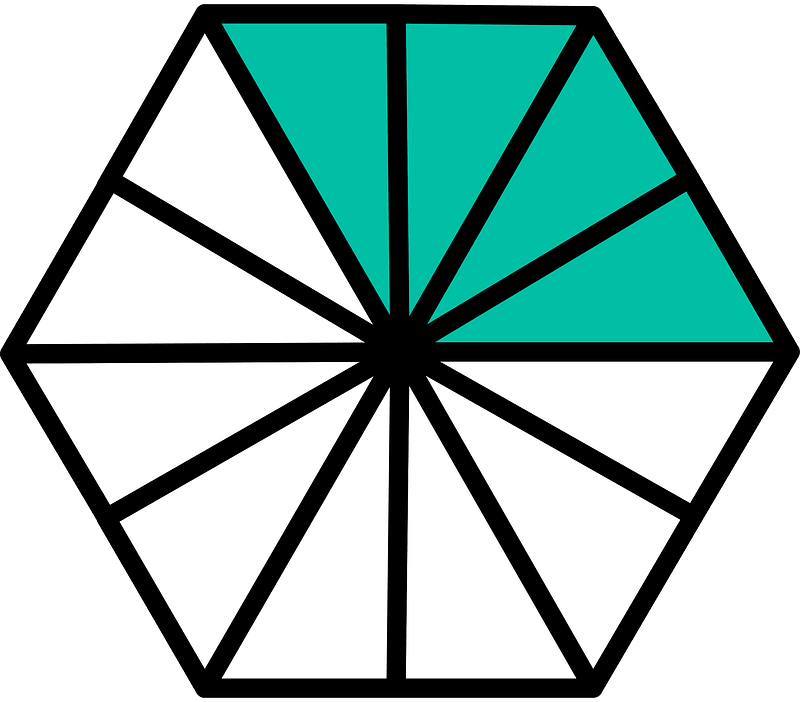 Teal-Green Hexagon Fraction 4:12
