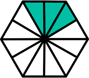 Teal-Green Hexagon Fraction 3:12