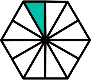 Teal-Green Hexagon Fraction 1:12
