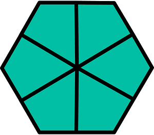 Teal-Green Hexagon Fraction 6:6