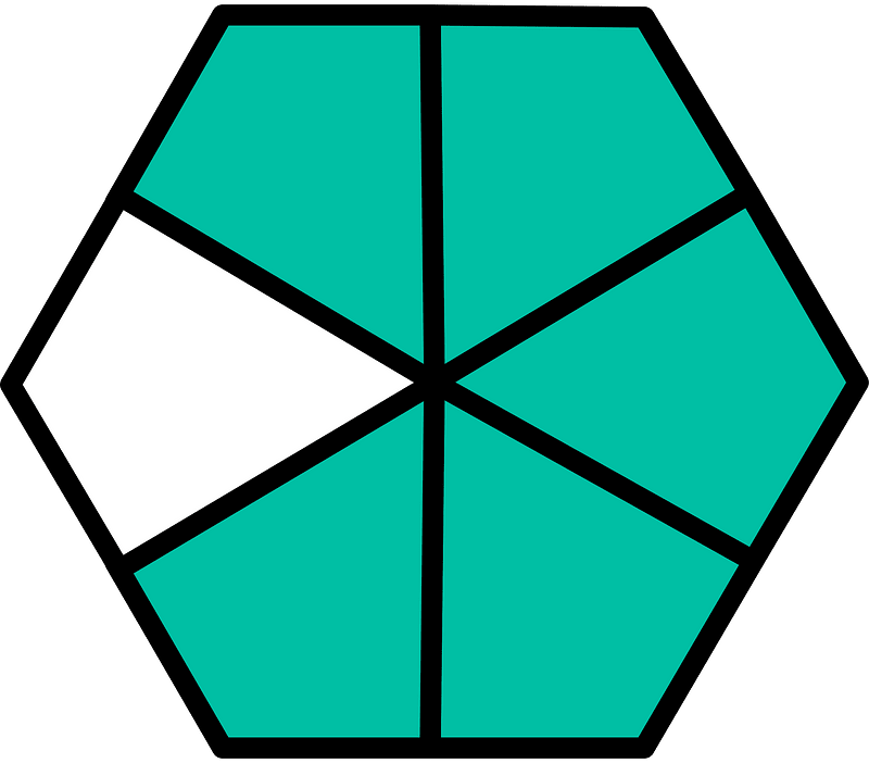 Teal-Green Hexagon Fraction 5:6