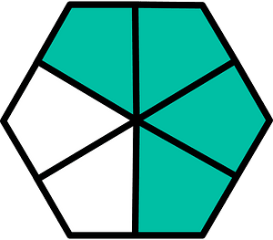 Teal-Green Hexagon Fraction 4:6