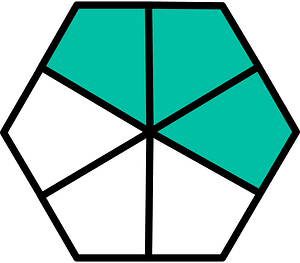Teal-Green Hexagon Fraction 3:6