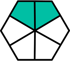 Teal-Green Hexagon Fraction 2:6