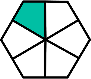 Teal-Green Hexagon Fraction 1:6