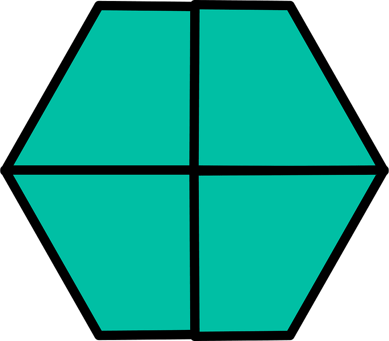 Teal-Green Hexagon Fraction 4:4