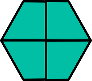 Teal-Green Hexagon Fraction 4:4