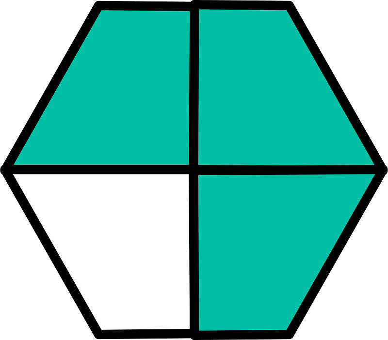 Teal-Green Hexagon Fraction 3:4