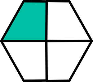 Teal-Green Hexagon Fraction 1:4