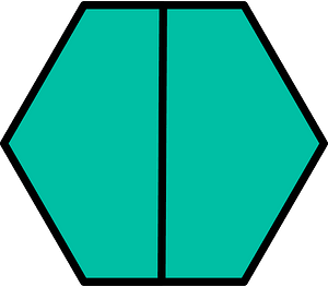 Teal-Green Hexagon Fraction 2:2