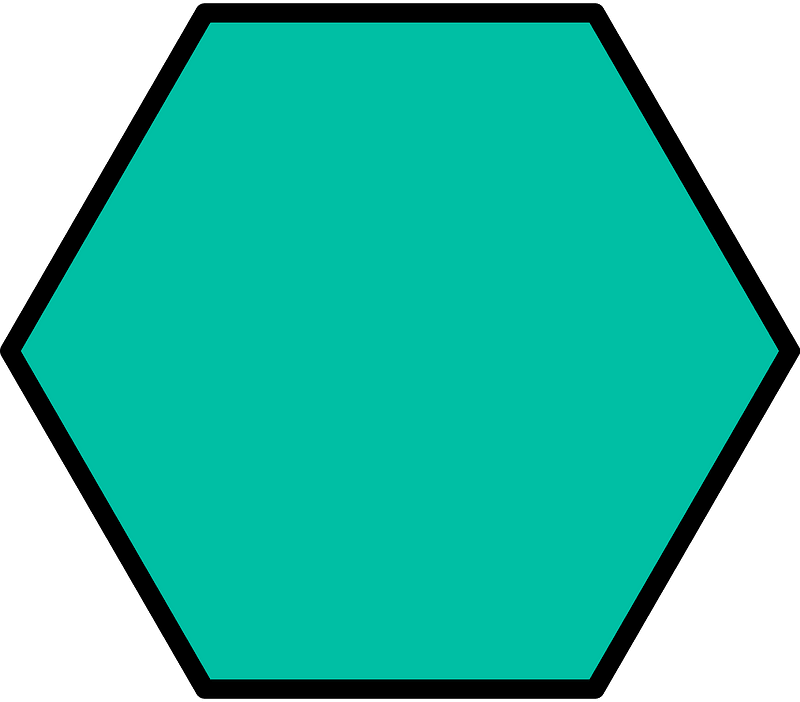 Teal-Green Hexagon Fraction 1:1