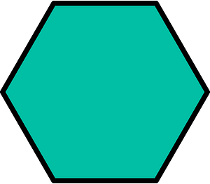 Teal-Green Hexagon Fraction 1:1