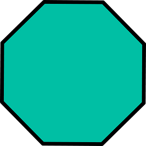 Teal-Green Octagon Fraction 1:1