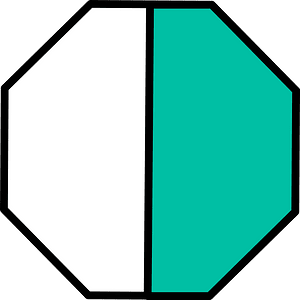 Teal-Green Octagon Fraction 1:2