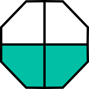 Teal-Green Octagon Fraction 2:4