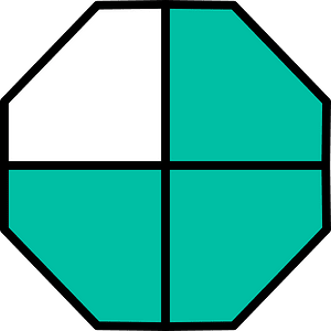 Teal-Green Octagon Fraction 3:4