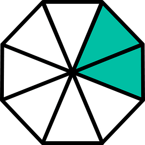 Teal-Green Regular Octagon Fraction 2:8