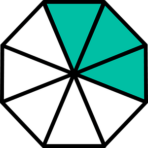 Teal-Green Regular Octagon Fraction 3:8