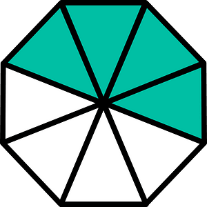 Teal-Green Regular Octagon Fraction 4:8
