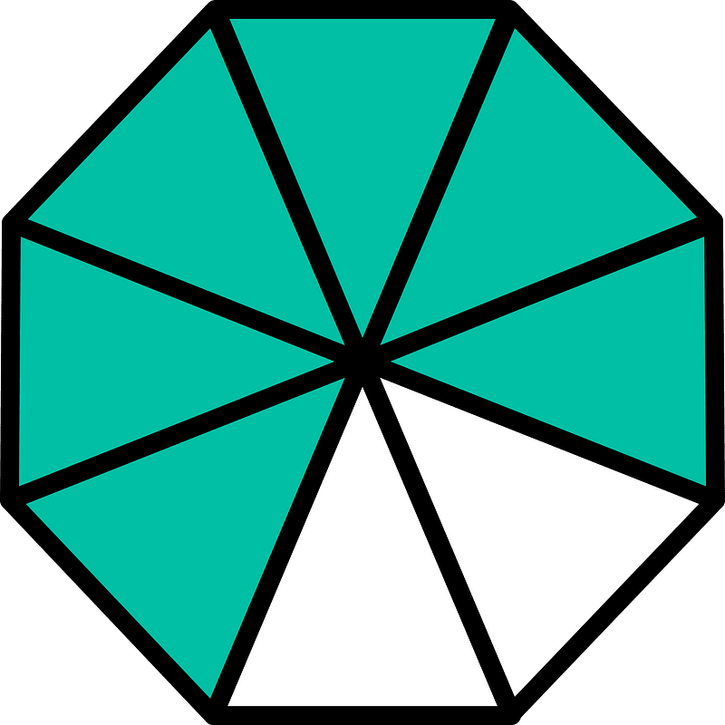 Teal-Green Regular Octagon Fraction 6:8