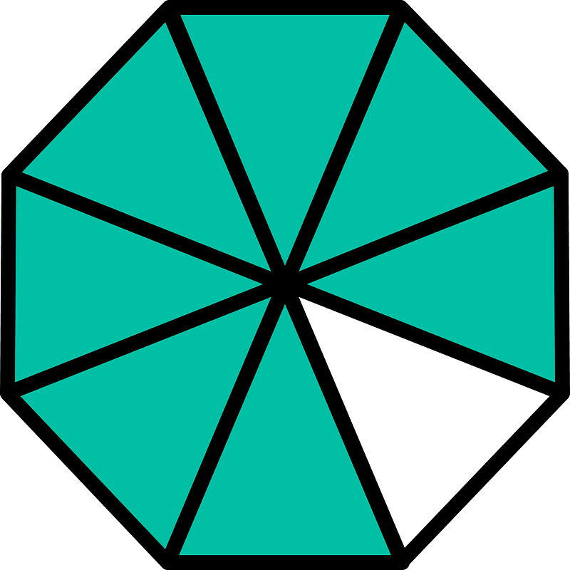 Teal-Green Regular Octagon Fraction 7:8