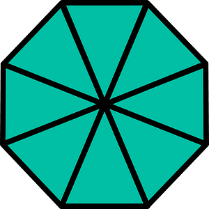 Teal-Green Regular Octagon Fraction 8:8