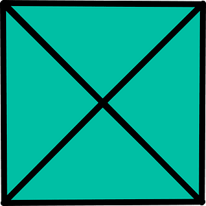 Teal-Green Square Fraction 4:4