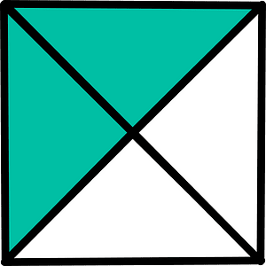 Teal-Green Square Fraction 2:4