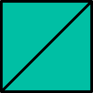 Teal-Green Square Fraction 2:2