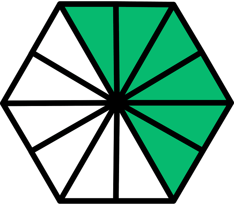 Green Hexagon Fraction 6:12