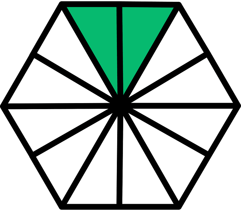 Green Hexagon Fraction 2:12