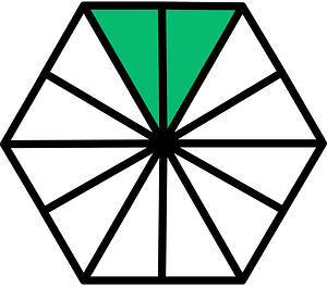 Green Hexagon Fraction 2:12
