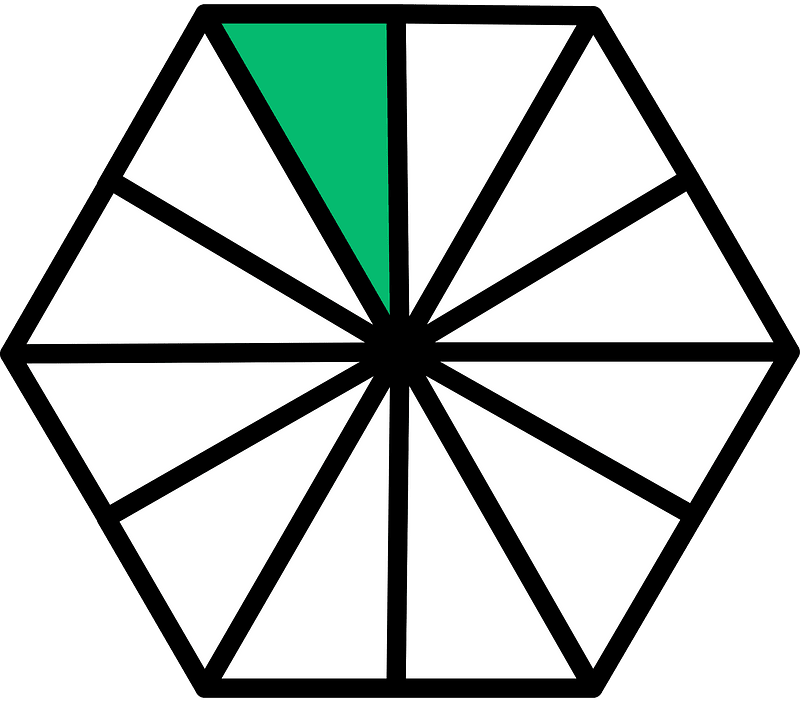 Green Hexagon Fraction 1:12