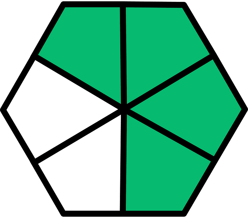 Green Hexagon Fraction 4:6