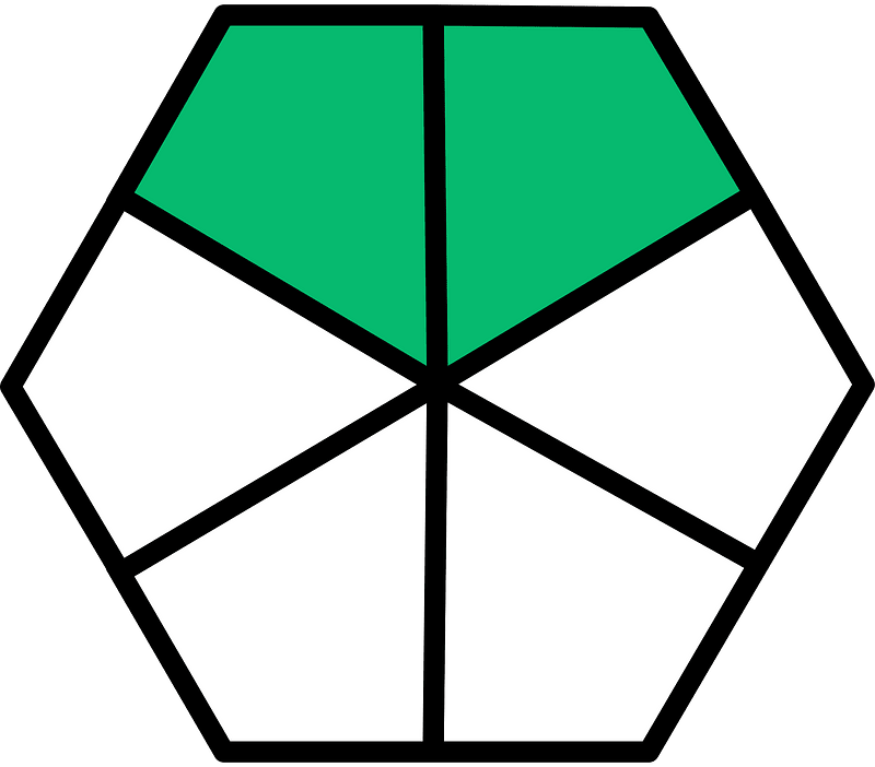 Green Hexagon Fraction 2:6